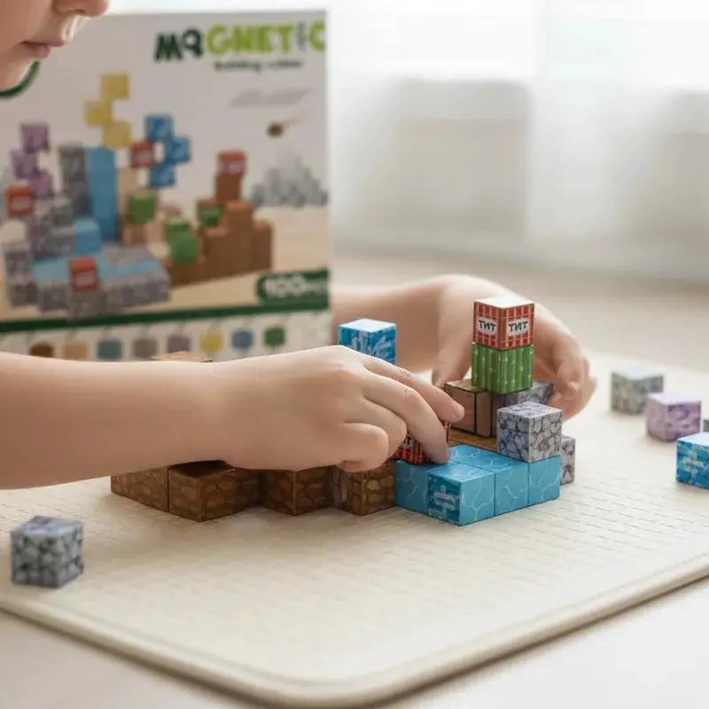 JUEGO DE BLOQUES MAGNE TICOS DE CONSTRUCCION 100 PIEZAS DESIERTO - 4