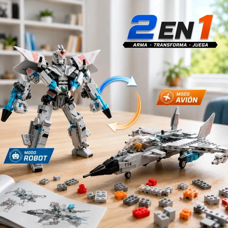 SET DE CONSTRUCCION 532 BLOQUES AVION Y ROBOT ARMABLE - 1