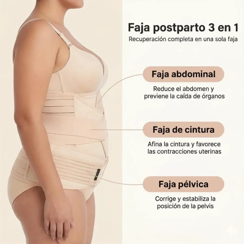 FAJA POSTPARTO AJUSTABLE 3 EN 1 PARA RECUPERACION ABDOMINAL - 3