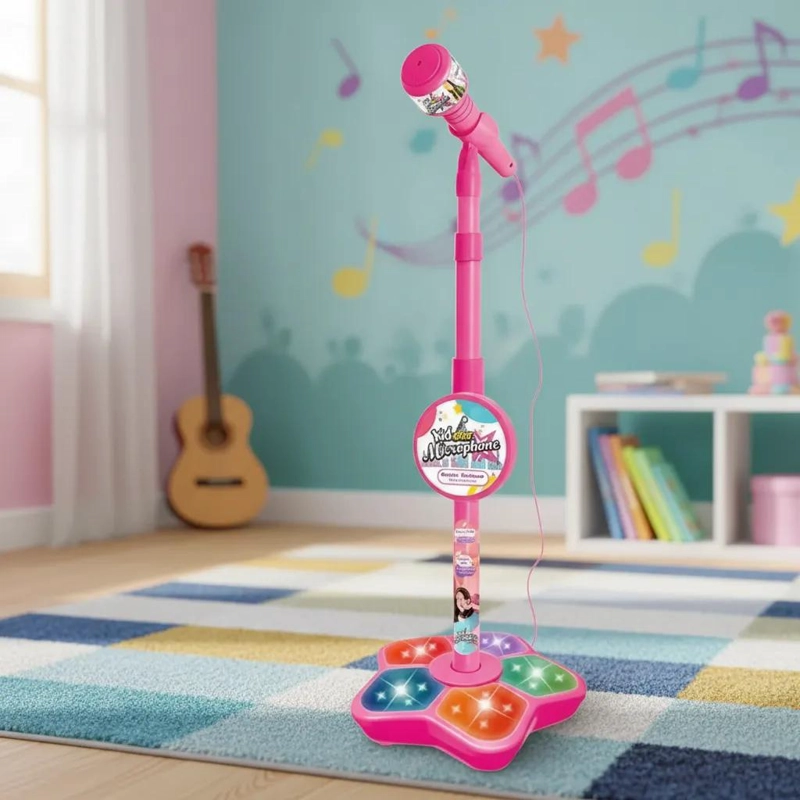 MICROFONO MUSICAL INFANTIL CON SOPORTE AJUSTABLE Y EFECTOS - 1