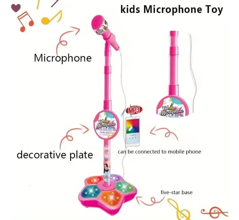 MICROFONO MUSICAL INFANTIL CON SOPORTE AJUSTABLE Y EFECTOS - 5