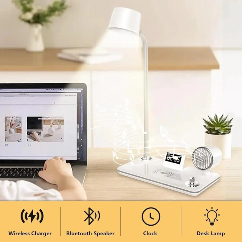 LAMPARA DE ESCRITORIO MULTIFUNCIONAL CON CARGA INALAMBRICA Y BLUETOOTH - 5