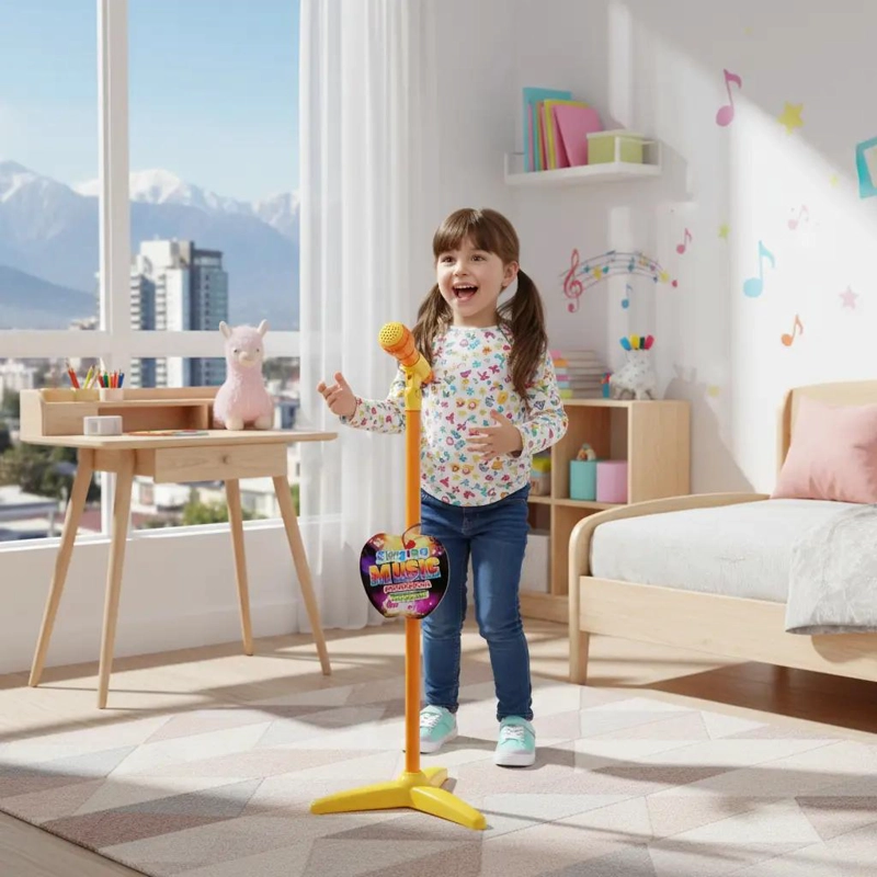 MICROFONO INFANTIL CON SOPORTE AJUSTABLE Y LUCES DIVERTIDAS - 3