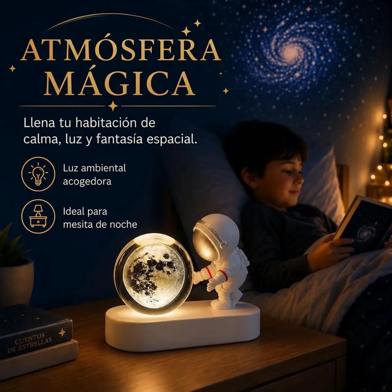 LAMPARA ASTRONAUTA GALAXIA LUZ LED DECORATIVA PARA HABITACIONES - 3