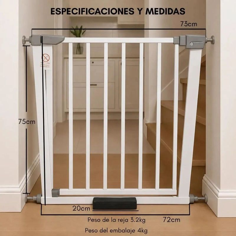 PUERTA AJUSTABLE DE SEGURIDAD PARA BEBE S Y MASCOTAS - 10