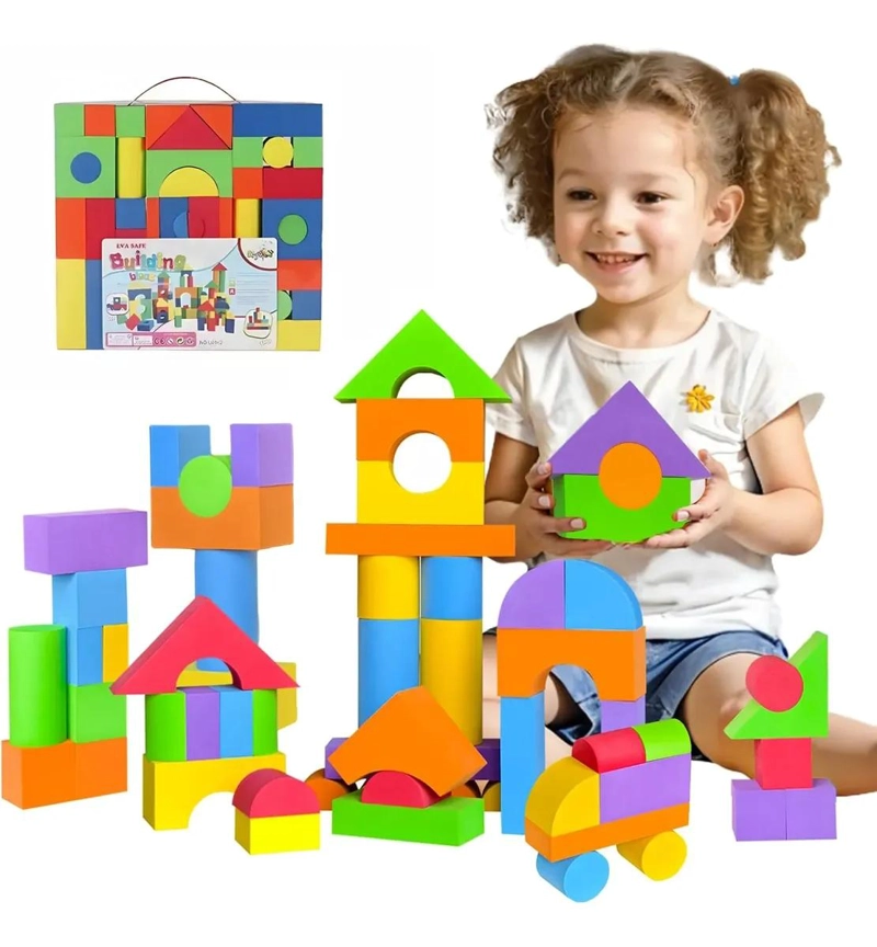 JUEGO DE BLOQUES DE ESPUMA COLORIDOS PARA NIÑOS 46 PIEZAS - 1