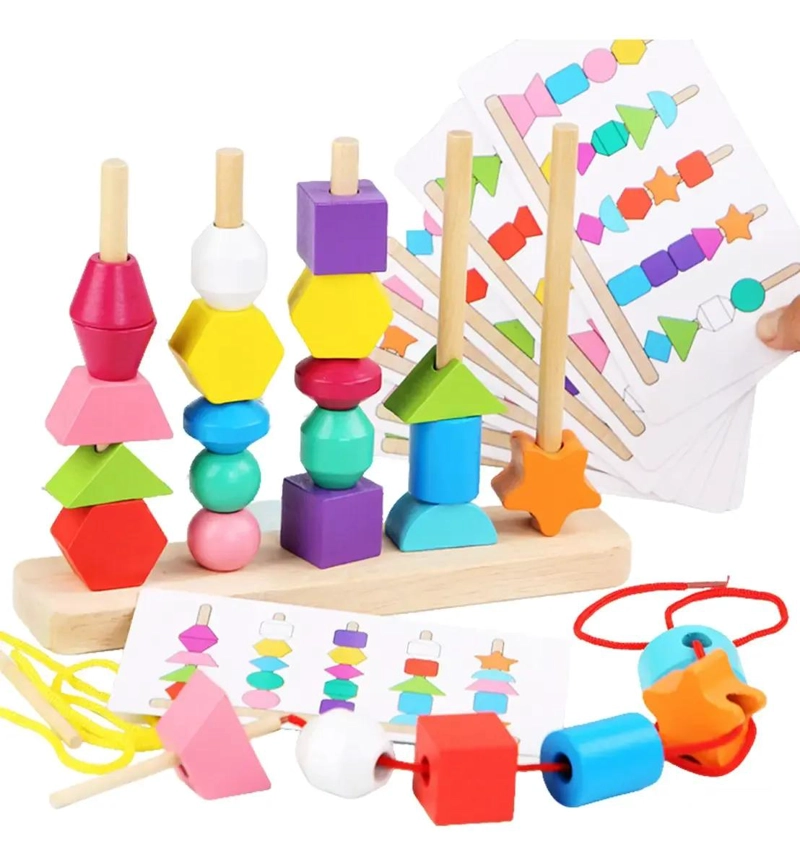 25 PIEZAS DE BLOQUES GEOME TRICOS DE MADERA PARA NIÑOS - 1