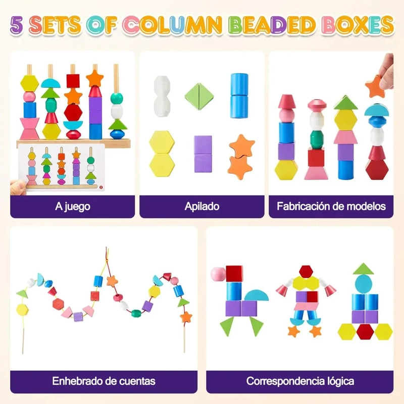 25 PIEZAS DE BLOQUES GEOME TRICOS DE MADERA PARA NIÑOS - 5
