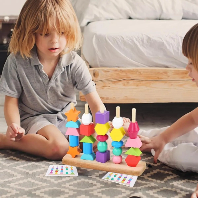 25 PIEZAS DE BLOQUES GEOME TRICOS DE MADERA PARA NIÑOS - 8