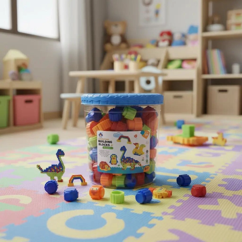 120 BLOQUES DE CONSTRUCCION EN BALDE PLASTICO PARA NIÑOS - 4