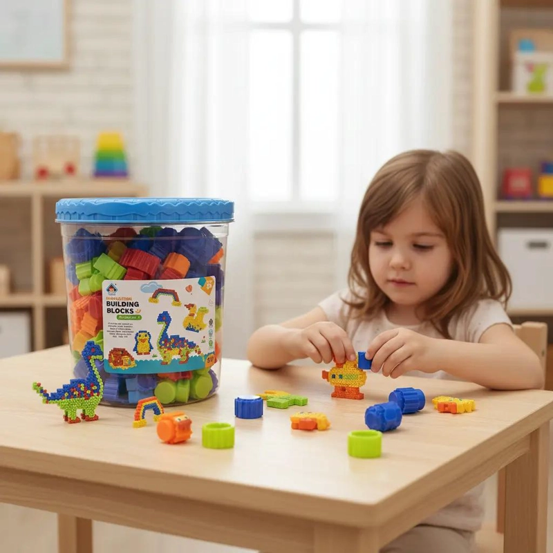 120 BLOQUES DE CONSTRUCCION EN BALDE PLASTICO PARA NIÑOS - 7