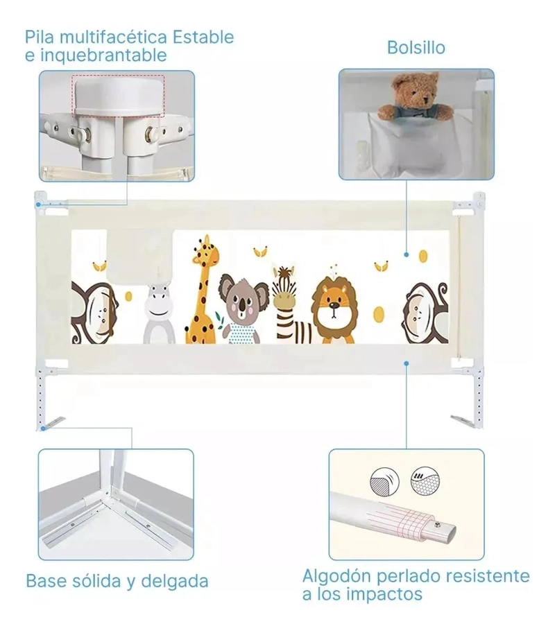 BARANDA DE CAMA PLEGABLE AJUSTABLE PARA BEBE S DE 200 CM - 2