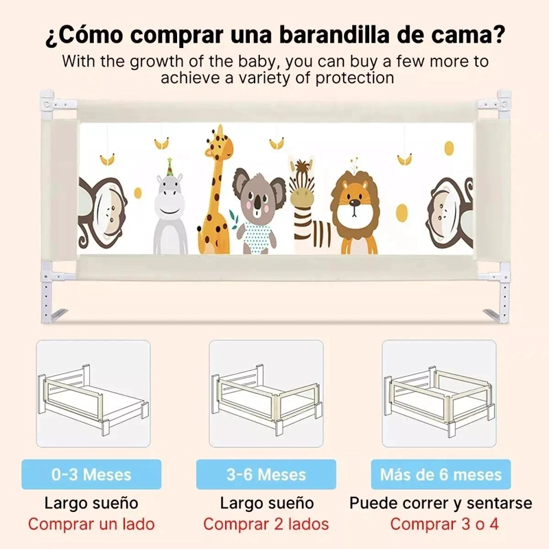 BARANDA DE CAMA PLEGABLE AJUSTABLE PARA BEBE S DE 200 CM - 4