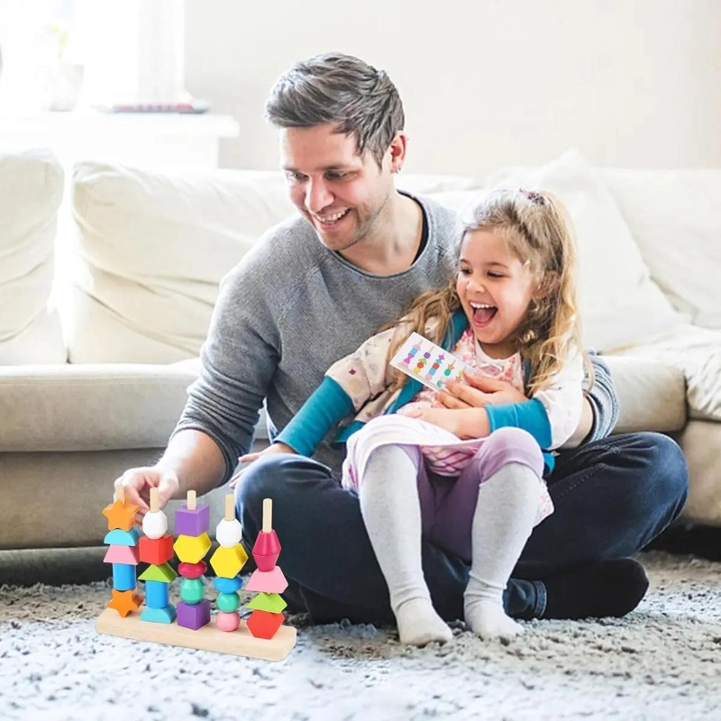 JUEGO DE CUENTAS DE MADERA MONTESSORI PARA NIÑOS - 9
