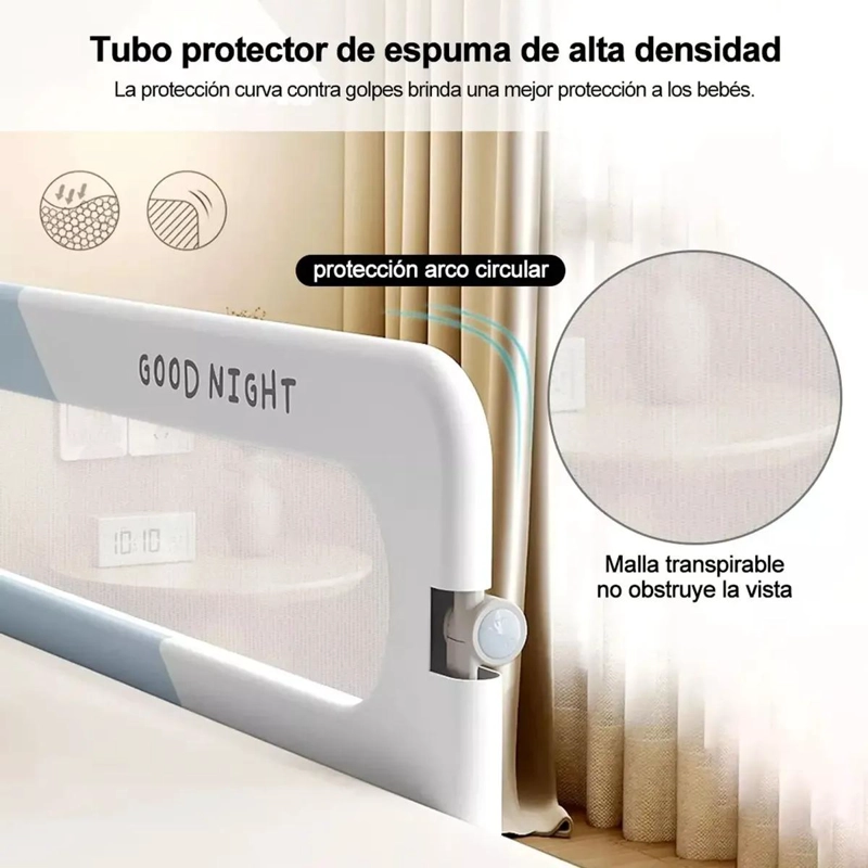 BARANDA DE SEGURIDAD AJUSTABLE PARA CAMA DE 1.5M - 3