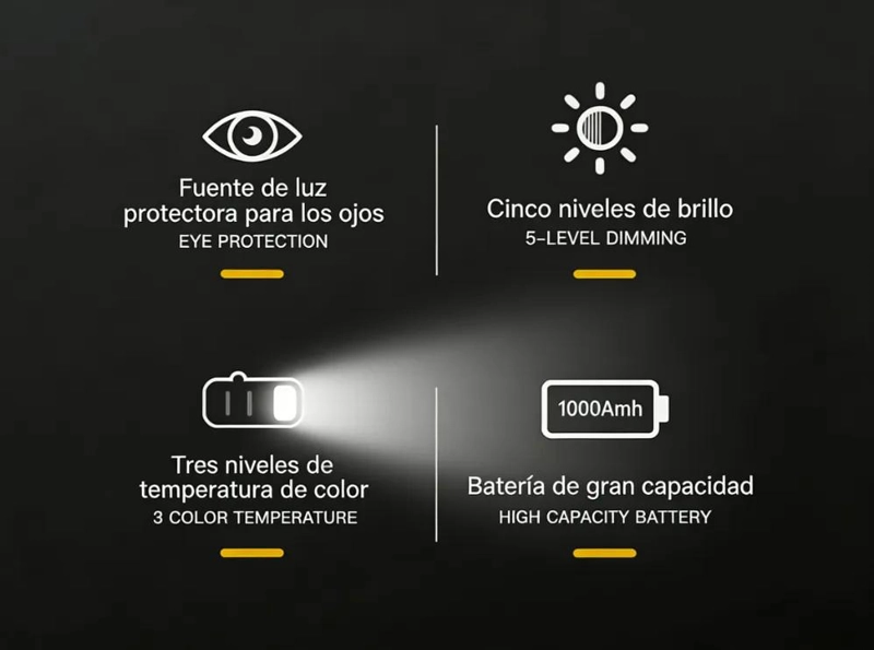 LAMPARA LED RECARGABLE CON PINZA Y CABEZAL GIRATORIO - 10