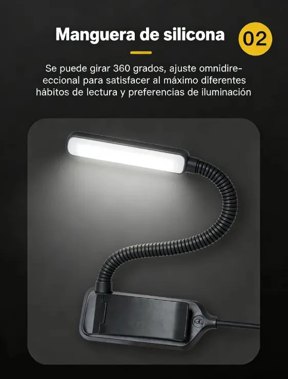 LAMPARA LED RECARGABLE CON PINZA Y CABEZAL GIRATORIO - 9