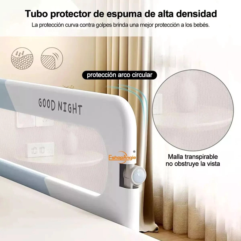 BARANDA DE CAMA ABATIBLE AJUSTABLE PARA SEGURIDAD INFANTIL - 3
