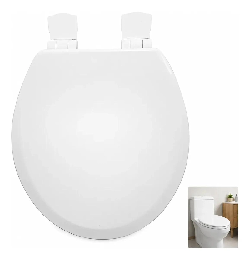 TAPA DE INODORO REDONDA AJUSTABLE 43X35 CM COLOR BLANCO - 1