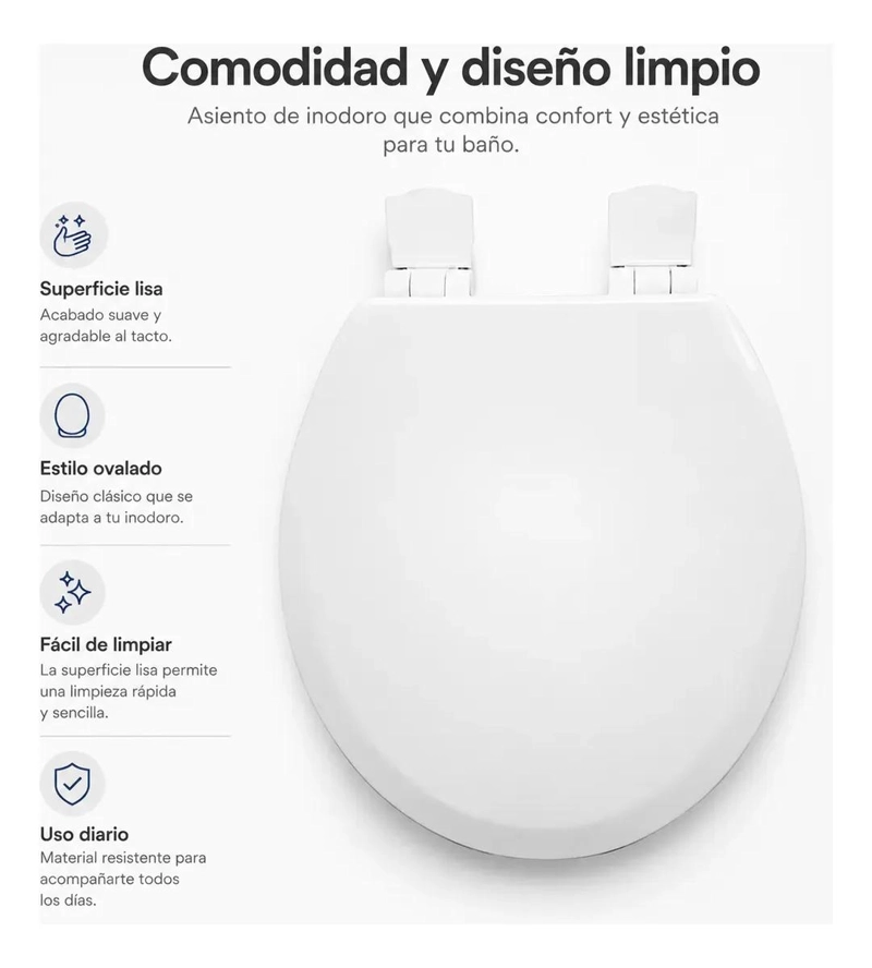 TAPA DE INODORO REDONDA AJUSTABLE 43X35 CM COLOR BLANCO - 3