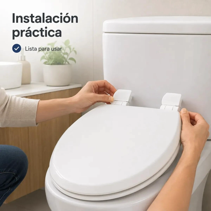 TAPA DE INODORO REDONDA AJUSTABLE 43X35 CM COLOR BLANCO - 5
