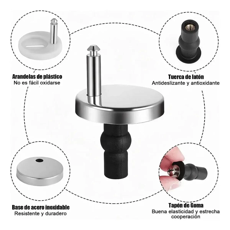 JUEGO DE 4 BISAGRAS PARA ASIENTO DE INODORO CON TORNILLOS - 3