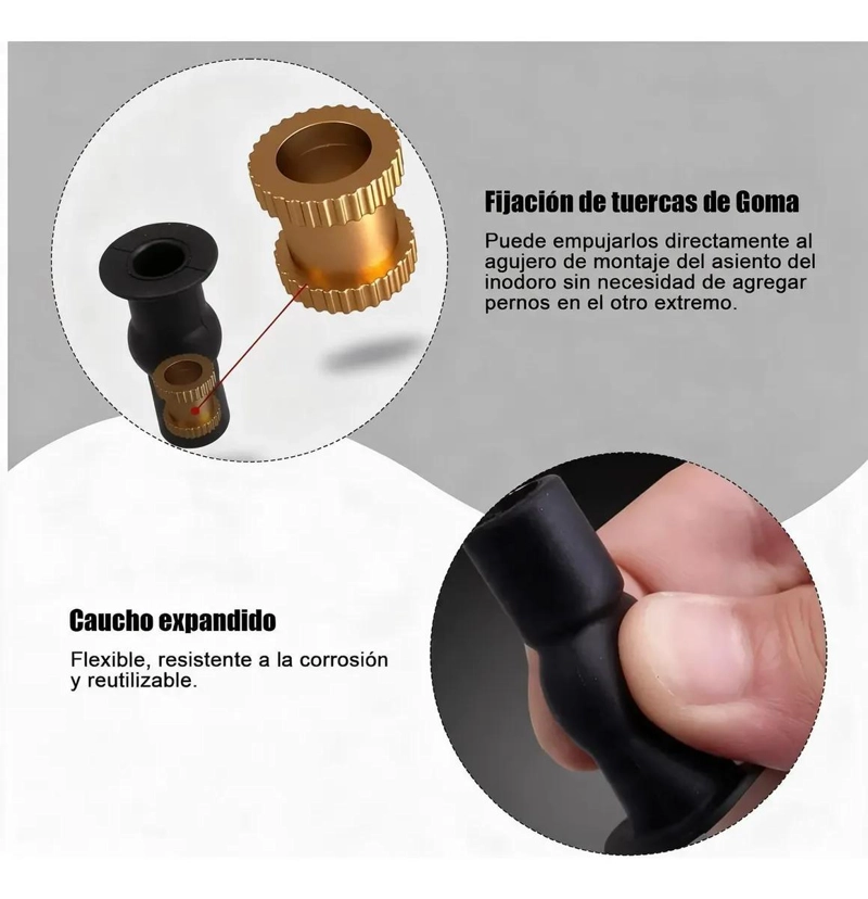 JUEGO DE 4 BISAGRAS PARA ASIENTO DE INODORO CON TORNILLOS - 4