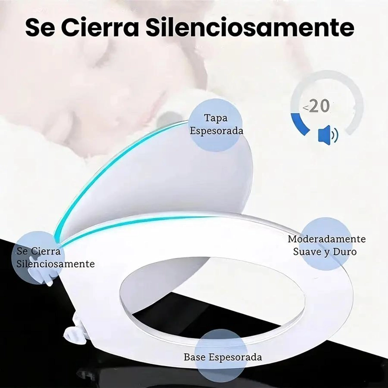 ASIENTO INODORO UNIVERSAL BLANCO CON CIERRE SUAVE Y ESTABLE - 5