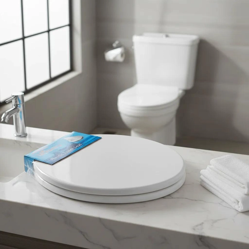 TAPA ASIENTO DE INODORO PLASTICO UNIVERSAL REDONDO BLANCO - 1