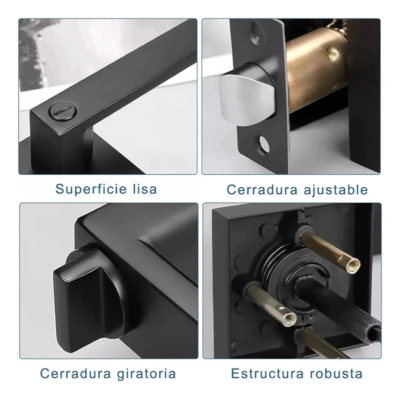 MANIJA DE PUERTA NEGRA MATE CON CERRADURA Y LLAVES, DISEÑO REVERSIBLE - 6