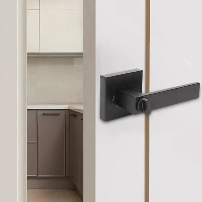 MANIJA DE PUERTA NEGRA MATE CON CERRADURA Y LLAVES, DISEÑO REVERSIBLE - 8