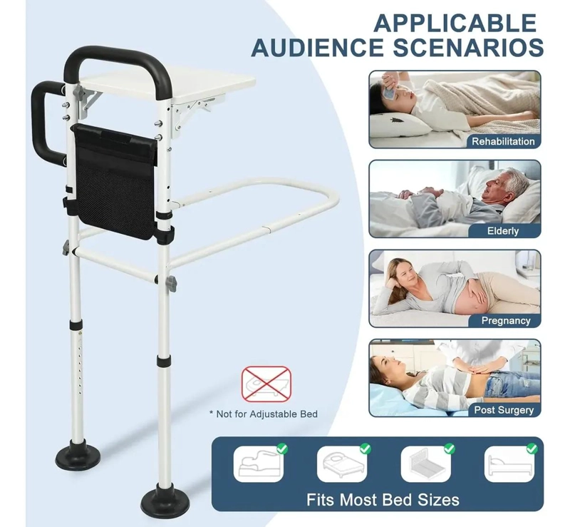 BARANDILLA AJUSTABLE PARA CAMA CON MESA Y BOLSA DE ALMACENAMIENTO - 3