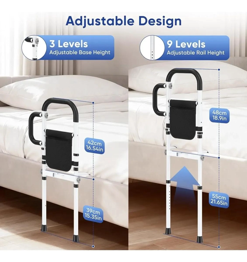 BARANDILLA AJUSTABLE PARA CAMA CON MESA Y BOLSA DE ALMACENAMIENTO - 6