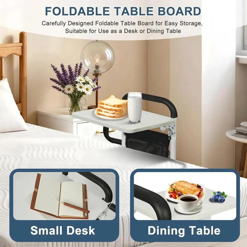 BARANDILLA AJUSTABLE PARA CAMA CON MESA Y BOLSA DE ALMACENAMIENTO - 8