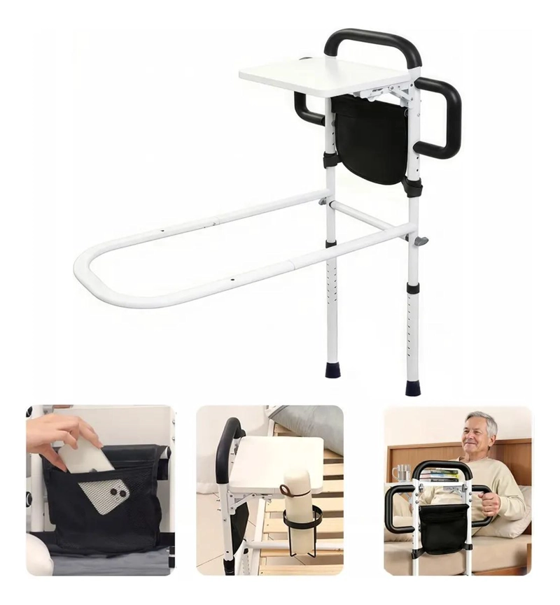 BARANDAL LATERAL AJUSTABLE PARA CAMA CON MESA Y BOLSA DE ALMACENAMIENTO - 1