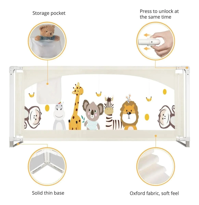 BARANDA DE SEGURIDAD PLEGABLE PARA CAMA DE BEBE  200CM - 2