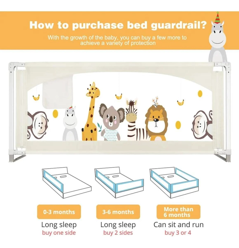 BARANDA DE SEGURIDAD PLEGABLE PARA CAMA DE BEBE  200CM - 4