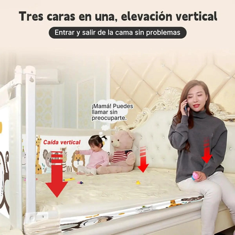 BARANDA DE SEGURIDAD PLEGABLE PARA CAMA DE BEBE  200CM - 5