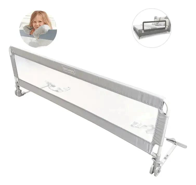 BARANDA DE CAMA SEGURIDAD BEBE  ANTICAIDAS 150X52 GRIS - 1