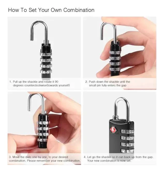 CANDADO DE SEGURIDAD CON COMBINACION PARA MALETAS Y MOCHILAS - 8