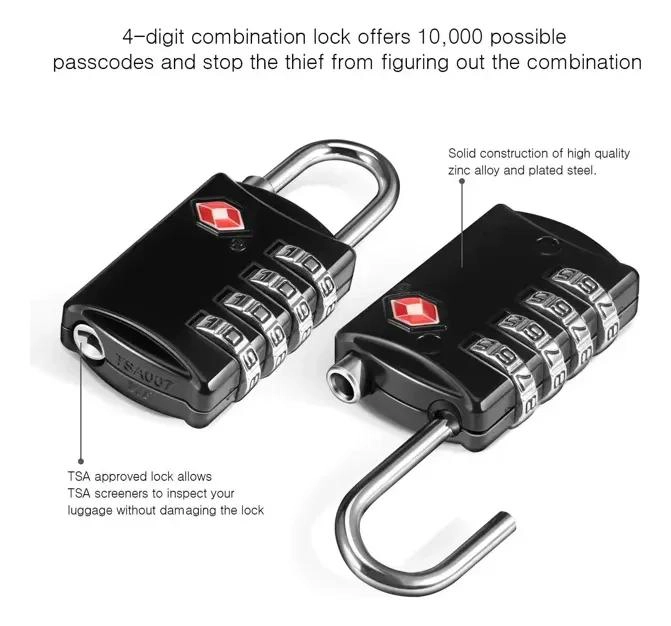 CANDADO DE SEGURIDAD CON COMBINACION PARA MALETAS Y MOCHILAS - 9
