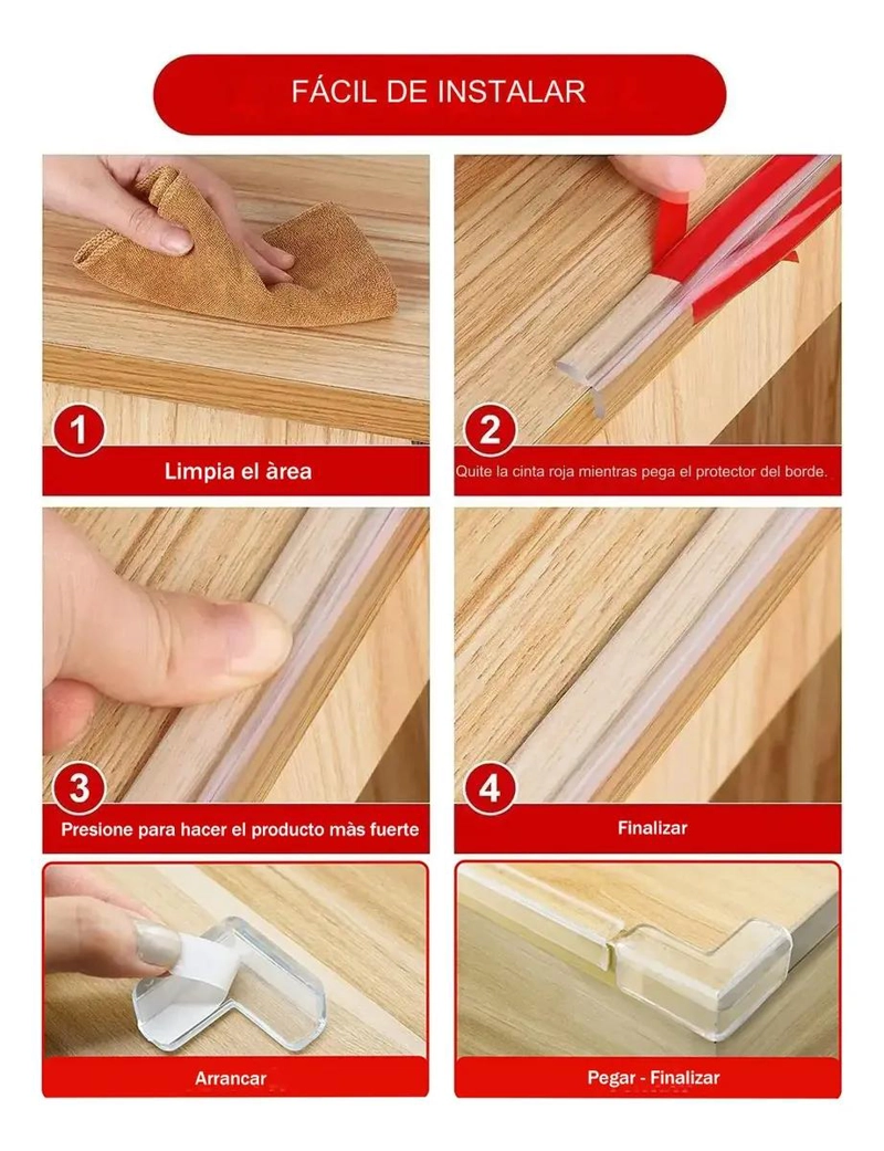 PROTECTOR DE ESQUINAS DE SILICONA TRANSPARENTE PARA MUEBLES 6 METROS - 5
