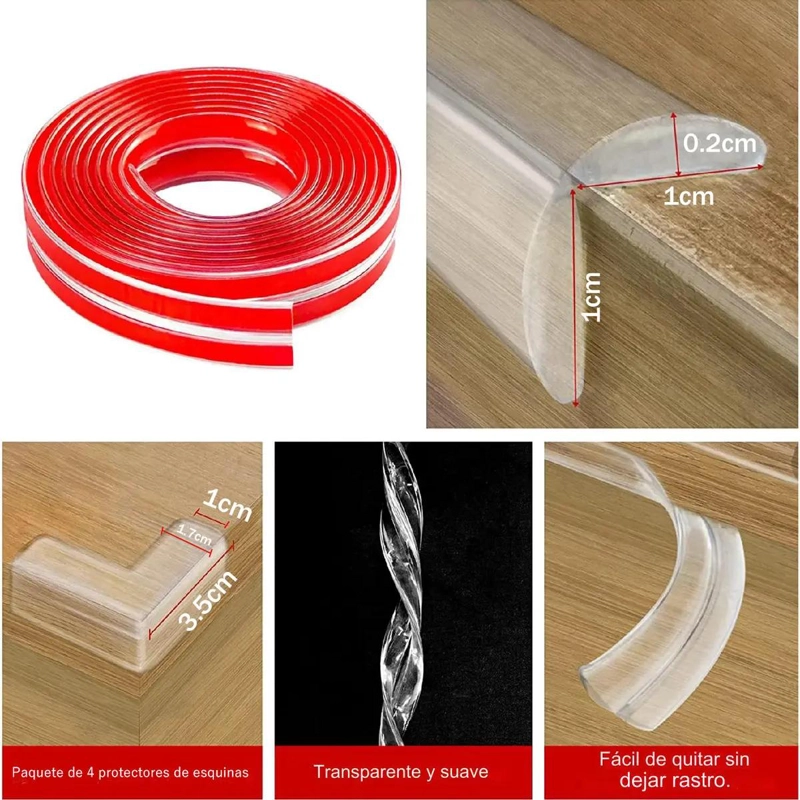 PROTECTOR DE ESQUINAS DE SILICONA TRANSPARENTE PARA MUEBLES 6 METROS - 6