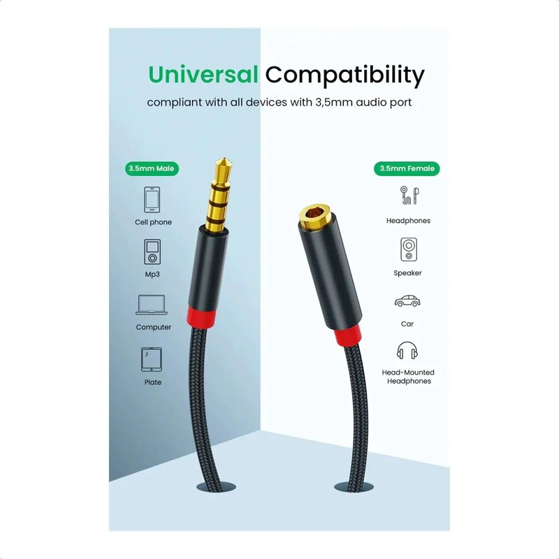 CABLE DE EXTENSION DE AUDIO ESTE REO 3,5MM DE 3 METROS - 3