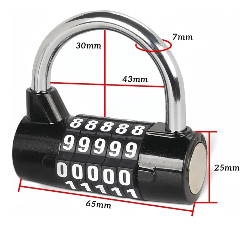 CANDADO DE COMBINACION 5 DIGITOS PARA SEGURIDAD EN CASILLEROS - 3