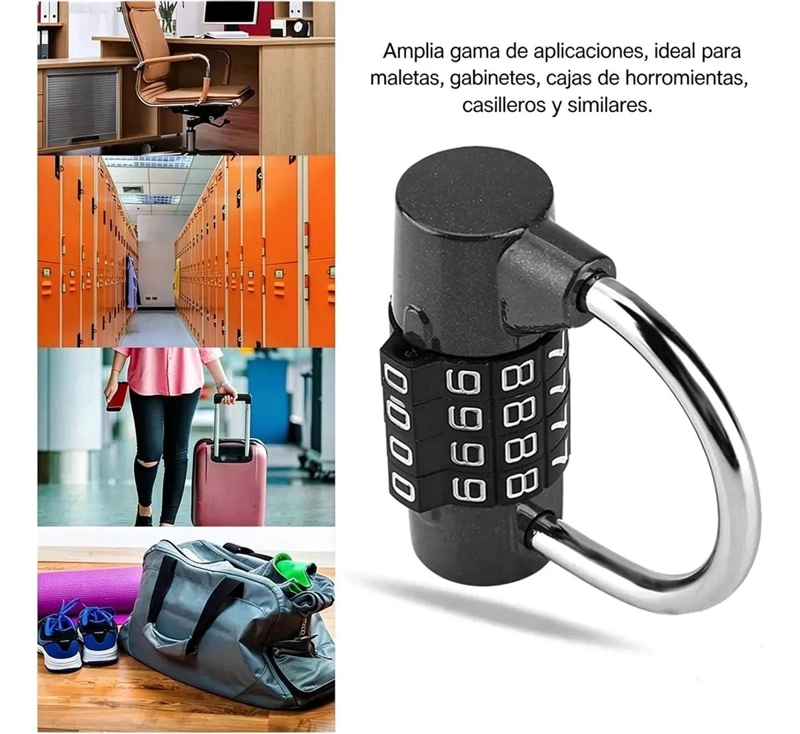 CANDADO DE COMBINACION 5 DIGITOS PARA SEGURIDAD EN CASILLEROS - 7