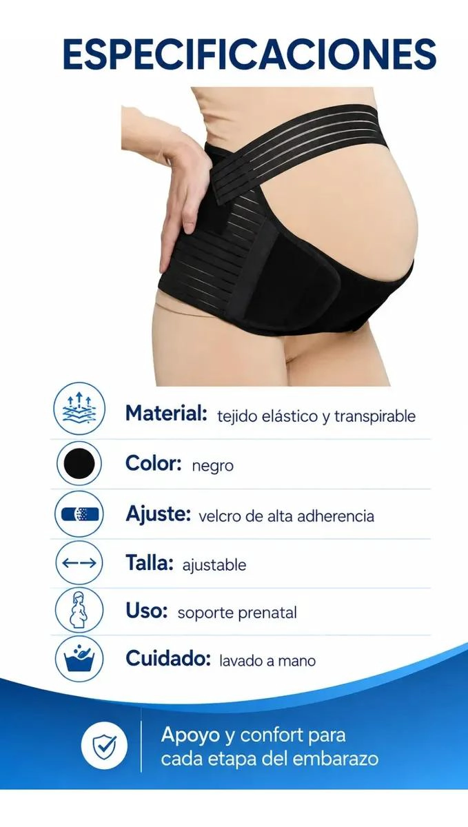 FAJA PRENATAL AJUSTABLE PARA SOPORTE LUMBAR Y ABDOMINAL - 1
