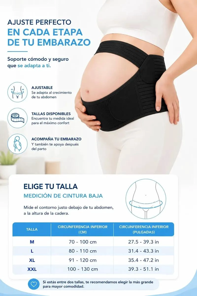 FAJA PRENATAL AJUSTABLE PARA SOPORTE LUMBAR Y ABDOMINAL - 6
