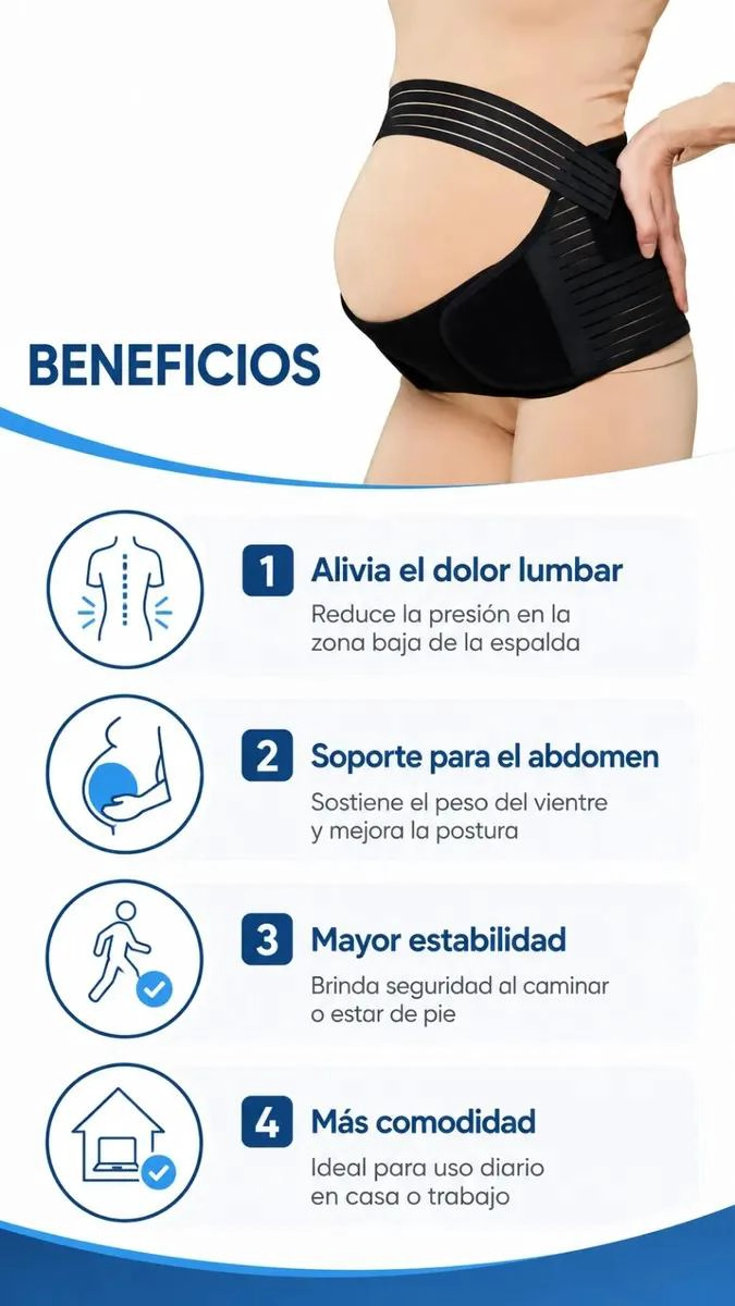 FAJA PRENATAL AJUSTABLE PARA SOPORTE LUMBAR Y ABDOMINAL - 7