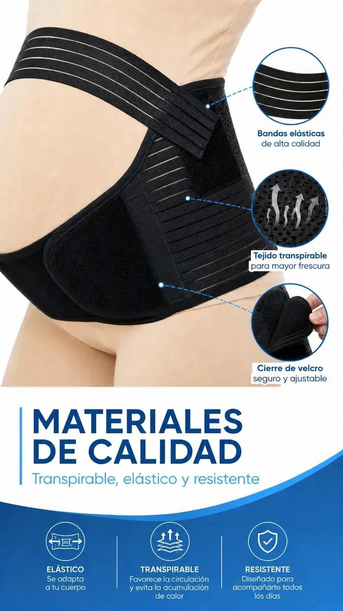 FAJA PRENATAL AJUSTABLE PARA SOPORTE LUMBAR Y ABDOMINAL - 8
